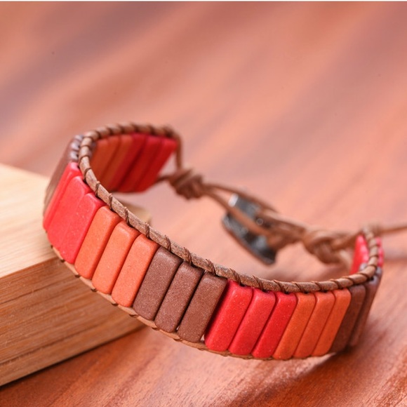 Jewelry - Natural Stone Leather Wrap Chakra Bracelet